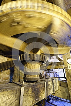 wooden water wheel in a mill