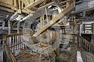 wooden water wheel in a mill