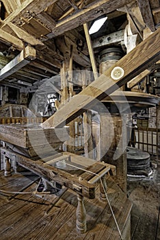 wooden water wheel in a mill