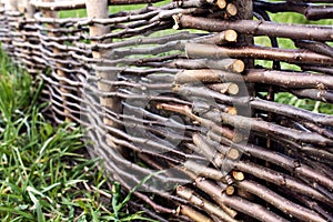 Wooden wattle-fence