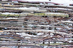 Wooden wattle fence for a background