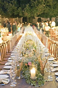 A wooden wedding table in an ancient village