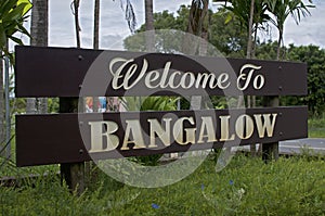 Wooden `Welcome to Bangalow` sign photo