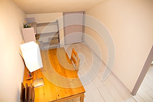 Wooden well arranged desk prepared to work