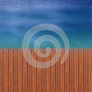 Wooden wharf and blue