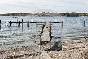 Wooden wharf in springtime