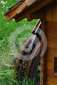 Wooden wheel of an ancient water mill