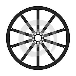 Wooden wheel black vector icon.Black vector illustration wagon. Isolated illustration of wooden wheel of wagon icon on