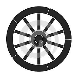 Wooden wheel black vector icon.Black vector illustration wagon. Isolated illustration of wooden wheel of wagon icon on