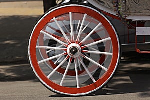 Wooden wheel of horse cart