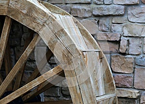 Wooden wheel of an old water mill.