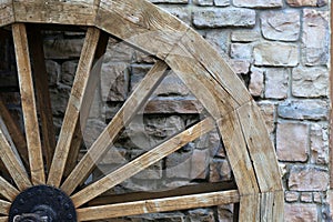 Wooden wheel of an old water mill.