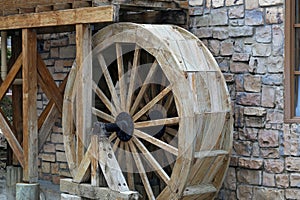 Wooden wheel of an old water mill.