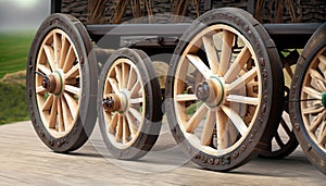 wooden wheels from a car