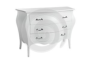 wooden white chest of drawers with drawers for storing things