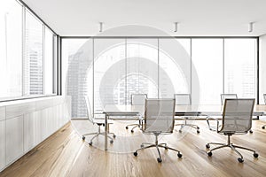 Wooden white office meeting room