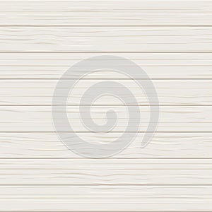 Wooden white seamless realistic texture. Light wood planks vector background. Table board or floor surface illustration