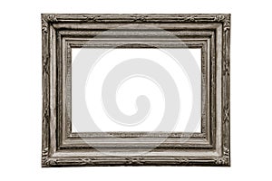 Wooden wide photo frame white background shabby chic greyish luxury