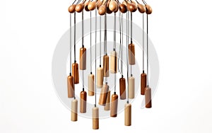 Wooden Wind Chimes on White Background