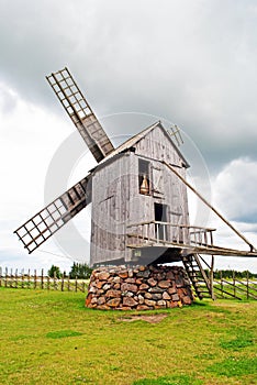 Wooden windmill in Angla, Saaremaa island, Estonia photo