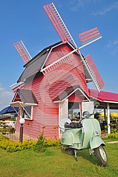 Wooden windmill cafe