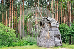 Wooden windmill in Ethnographic Museum in Riga, Latvia