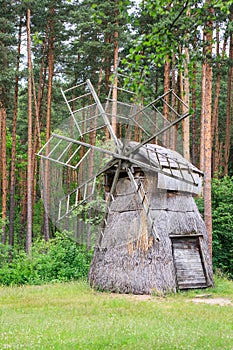 Wooden windmill in Ethnographic Museum in Riga, Latvia