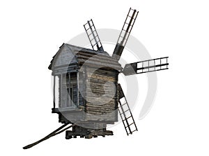 Wooden windmill isolated