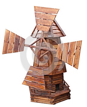 Wooden windmill isolated