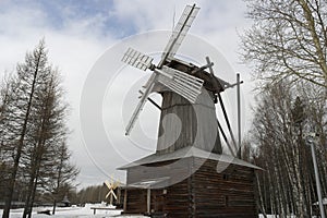 wooden windmill in the museum