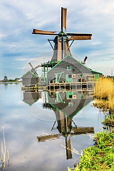 Wooden Windmills Zaanse Schans Village Holland Netherlands