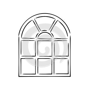 Wooden window. Doodle style, window, vector sketch illustration