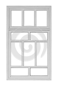 Wooden window frames with glass windows, Chinese style isolated on a white background