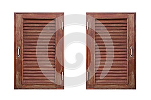 Wooden window isolated on white background - clipping paths