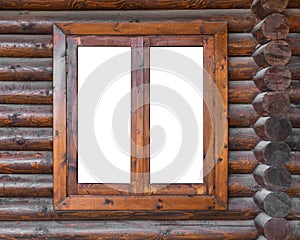 Wooden window in a log wall