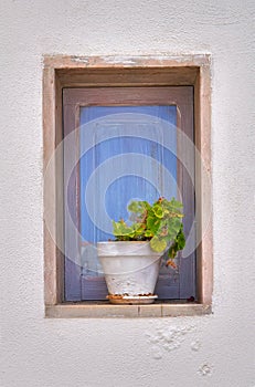 Wooden window. Mattinata. Puglia. Italy.