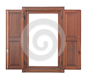 Wooden window with open shutter