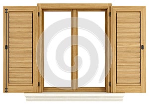 Wooden window with open shutter