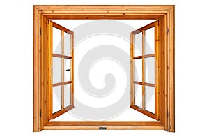 Wooden window opened