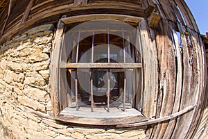 Wooden window in rural Bulgarian architecture