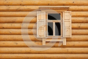 Wooden window with shutter doors