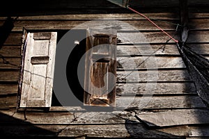 The wooden window and the wooden house