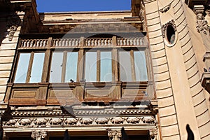 The wooden windows of Alexan Pasha Palace in Assuit in Egypt