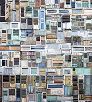Wooden windows collage