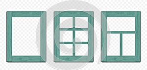 Wooden windows frames template. vector mockup