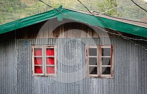 Wooden windows at the old house in Ifugao, Philippines