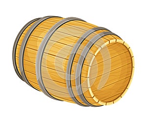Wooden wine barrel, oak cask for storing beverages vector illustration