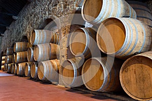 Wooden wine barrels