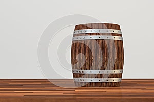 Wooden winery barrel with white background, 3d rendering