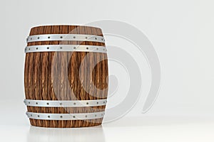 Wooden winery barrel with white background, 3d rendering